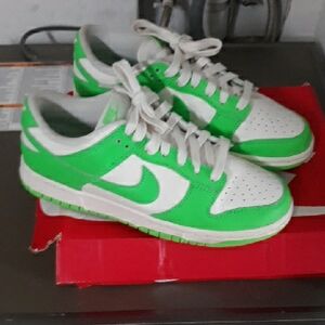 Nike Low-Top Athletic Sneakers — White & Bright Green